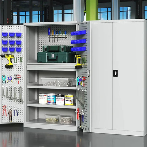 Commercial Grade Heavy Duty Steel Parts Cabinet Featuring Smooth Glide Drawers For Shop Crews Seeking A Workhorse Hardware Organization And Storage System with tools and storage bins.