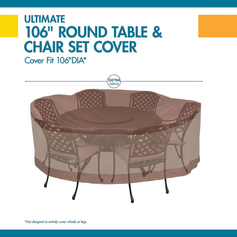 Ultimate Waterproof Round Patio Table And Chair Set Cover Perfect Fit For 108 Inch Round Table And Six Chairs Built Tough
