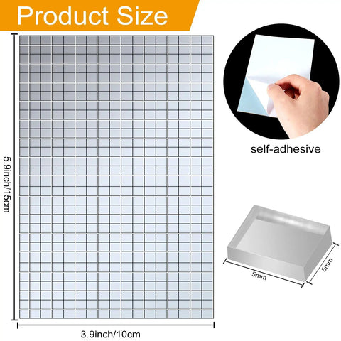 Self Adhesive Disco Mirror Mosaic Tiles For DIY Craft Projects Silver 5x5mm 10800 Pieces Across 18 Sheets size details