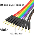 Colorful Breadboard Jumper Wires Kit With 30 Pieces, 1.5 Feet Each, Male connectors with gold-plated pins, soft copper