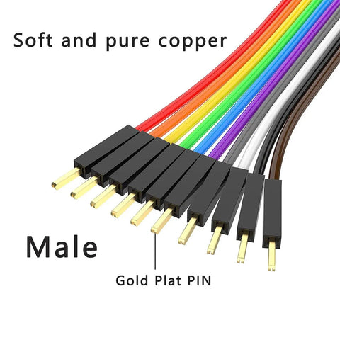 Colorful Breadboard Jumper Wires Kit With 30 Pieces, 1.5 Feet Each, Male connectors with gold-plated pins, soft copper