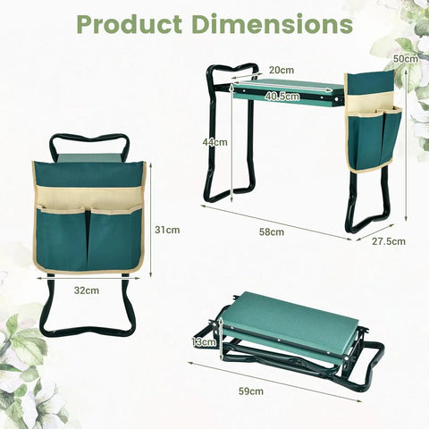 Product dimensions of Garden Kneeler And Seat Foldable Bench With EVA Foam Pad And Tool Pouch Outdoor Portable Stool Built To Handle 330 Lbs