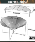 Portable 20 Inch Stainless Steel Wood Burning Fire Pit With Folding Grill And Carry Bag Ultra Compact Travel Ready Stows To About One Point Two Inches