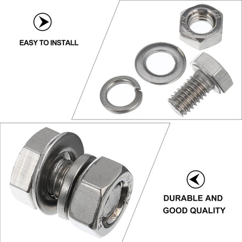 40 Pieces M6x10mm Stainless Steel Hex Bolts And Nuts Kit Heavy Duty Fully Threaded Machine Screws for Industrial Assembly
