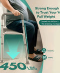 Heavy Duty Raised Toilet Seat With Grip Bars For Seniors, Four Hundred Fifty Pound Weight Commode Chair Riser showing stability, with user support.