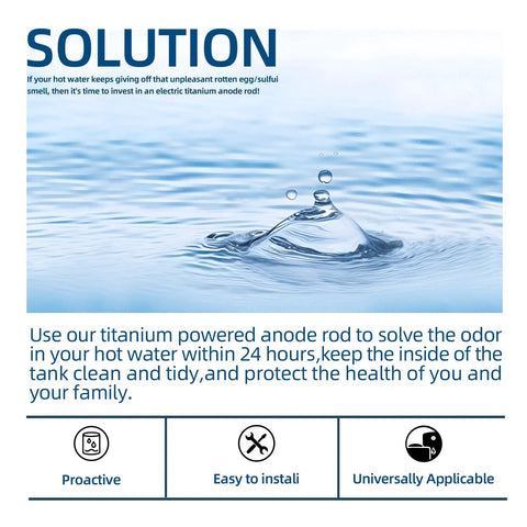 Powered Anode Rod For Hot Water Heater With Hex Head Style For 40 To 120 Gallon Tanks, Eliminates Rotten Egg Smell, Prevents Rust And Corrosion, Magnesium Or Aluminum Zinc Replacement, Improves Water Quality And Tank Longevity