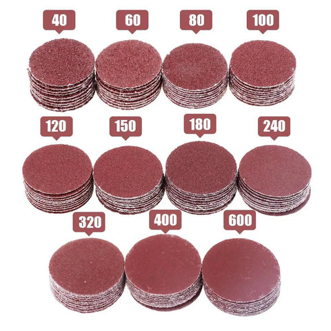 110 Piece 1 Inch Sanding Disc Set with shank and backing pads 40 to 600 grit hook and loop abrasive kit for wood metal auto projects