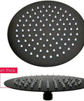 Slick Matte Black Shower Kit With 10 Inch Shower Head And Thermostatic Valve Wall Or Ceiling Mount, 2mm thick design with anti clog nozzles.