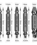 5-Piece HSS Screw Extractor Set For Damaged Screws And Bolts, Pro-Grade Drill Bit Kit With Left-Hand Spiral Flutes, Sizes 0 to 4
