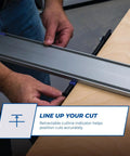Genuine Aluminum Rip Fence Guide For Slick Straight Cuts On Circular Saws And Routers With Quick Lock Adjustment helping position cuts accurately.
