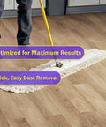 Person using 12 Pack 18 By 5 Inches Pure Thick Cotton Dust Mop Head Refills Heavy Duty Replacement Dry Sweep Floor Pads on wood floor.
