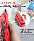 Circuit Breaker Locator And GFCI Outlet Tester Digital Circuit Finder For Home Wiring No Fuss Quick Breaker Scan And Outlet Wiring Check Open Circuit Detection Portable Electrical Diagnostic Tool, red handheld tester with 1-7 sensitivity