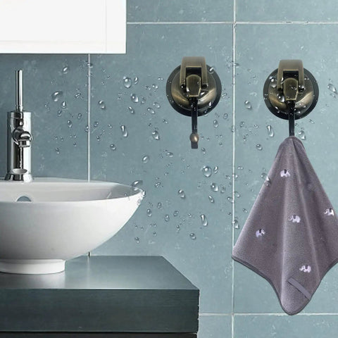 Heavy Duty Shower Suction Cup Hooks Bronze 2 Pack No Drill No Holes Reusable Glass Hangers For Robes Garlands And Bath Accessories