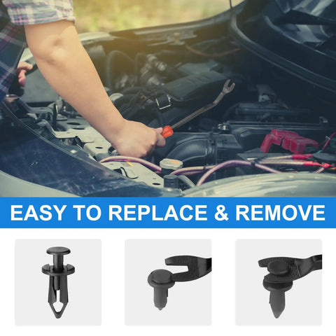 Mechanic using 100Pcs Universal ATV UTV Body Fastener Rivets Kit with Nylon Mudguard Clips for 8mm Holes replacement