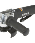 No Nonsense 4 1/2 Inch Air Angle Grinder Cranking 12000 RPM Tough Power featuring a handle and guard for automotive tasks.