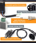 5 Pack Ignition Coil Kit Replacement For Sportsman 90 Quad ATV With Voltage Regulator Rectifier, Starter Relay, Solenoid And Spark Plug