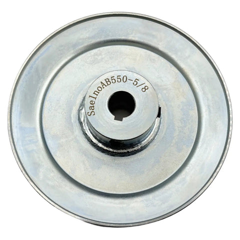 Single Groove V Belt Pulley 5.5 Inch Outside Diameter 5/8 Inch Bore With 3/16x3/32 Keyseat For A B 5L 4L V-Belts Carbon Steel Zinc Plated Motor Pulley Heavy Duty Industrial Grade Drive