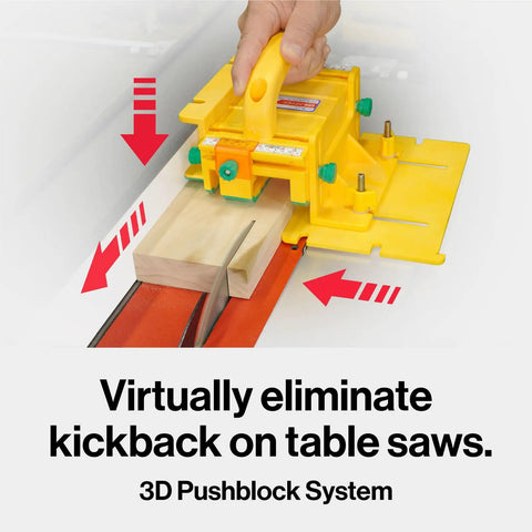 Absolute Beast Mode 3D Pushblock For Boss Level Safety On Router Tables And Jointers Delivers Smooth As Butter Feed Control in use on table saw.