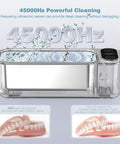 Pro Ultrasonic Jewelry Cleaner For Rings Glasses Dentures Retainers And Watches Stand 680ml Tank 360 Degree Deep Cleaning 45KHz