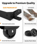 Heavy Duty Sliding Gate Kit With Anti Sag Fence Hardware Roll Wheels And Latch Universal Corner Braces For 1 To 2 Inch Wood Gates Smooth And Quiet Rolling Easy DIY Installation black rust-proof corner brace with ball-bearing wheel and comparison to thin bent metal parts