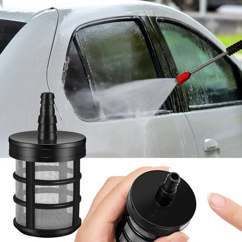 4 Pack Hose Filters For Water Pumps, 50 Mesh Stainless Steel Sediment Strainers beside car wash demonstration