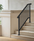 Tough As Nails Outdoor Stair Handrail Kit For Three To Four Steps Featuring Rust Proof Iron Railings No Sweat Assembly Dependable Grip on stairs.