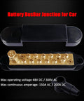 Heavy Duty 150 Amp Power Distribution Bus Bar With 1/4 Inch Stud And Solid Brass Core Built Tough For The Long Haul Including Secure Black Cover For Marine Car Solar Audio, featuring 12 terminals and protective cover.
