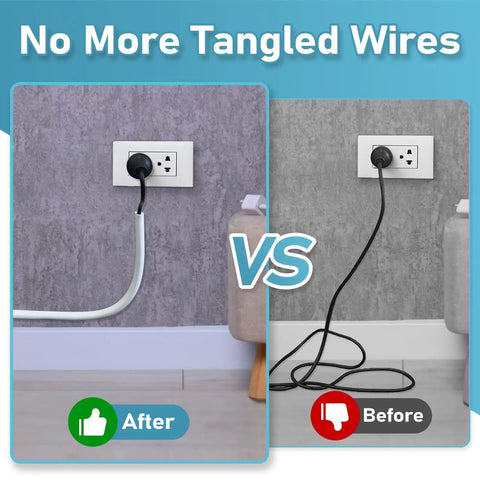 78 Inch Self Adhesive Silicone Cord Cover For Walls Flexible Cable Concealer Raceway Kit, before and after image showing organized versus tangled wires.