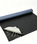 Fifty Mil Thick Self Adhesive EPDM Rubber Roofing Roll with peel-off backing, 39 by 192 inches for easy installation.