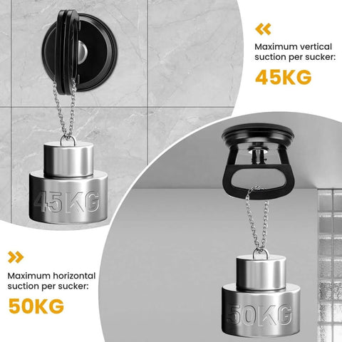 Beefy 50Lb Heavy Duty Vacuum Lifter for Glass Tile and Mirror showing vertical and horizontal suction capabilities on tile surface.