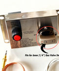 Metal Handle Knob With 6mm Stem For Outdoor Propane Gas Fire Pit Valves, Brushed Nickel Finish, shown with control panel
