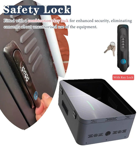 Universal EV Charger Cover Waterproof Outdoor Charging Enclosure With Combo And Key Lock, showing the security lock detail.