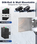 8 Port Industrial Switch Unmanaged 10 100Mbps Fast Ethernet With Din Rail And Wall Mount Included, shown installed in control box