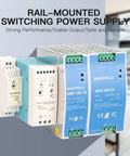 Rail-mounted industrial power supplies including 24V DC DIN Rail Power Supply 60W With 100 240V AC Input And 2.5A Output Industrial Switching Converter For DIN Rail Mounted Automation Gear For Rugged Industrial Environments And Reliable Long Life.