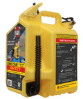 Tough 5 Gallon Type Ii Safety Jerry Can In Bright Yellow features flexible rotating spout and thumb trigger for precise control.