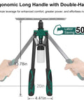 Billion Gold Heavy Duty Double Handle Rivet Gun with Spring Loaded Fast Release Mechanism showing ergonomic long handles for leverage.