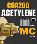 Detailed view of CGA200 acetylene inlet on Oxygen And Acetylene Regulator Set With 3/8-24 Type A Outlet Pro Grade Inlets CGA540
