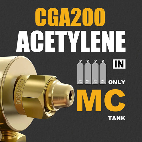 Detailed view of CGA200 acetylene inlet on Oxygen And Acetylene Regulator Set With 3/8-24 Type A Outlet Pro Grade Inlets CGA540