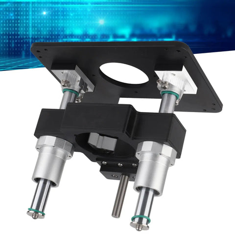 Heavy Aluminum Router Table For Tenoning And Grooving Black Woodworking Fence Jig showing detail of precision components.