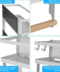 Magnetic Foldable Paper Towel Holder With Shelf And 5 Removable Hooks 2-In-1 Garage Storage Organizer for multi-use spaces.