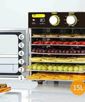 Six Layer Stainless Steel Food Dehydrator And Fruit Dryer Machine For Vegetables Meat Jerky with fruits and snacks displayed