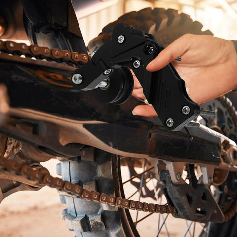 Super Smooth Ride With This Heavy Duty Motorcycle Chain Tensioner Kit Featuring Durable Aluminum Alloy Roller Guide Designed For Safe And Effortless Riding On Your Bike Today, black chain guide installed on dirt bike