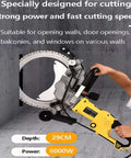 Full Bore 8000W Brushless Circular Saw Built For Kickass Speed On Raw Concrete Brick And Tile With Hassle Free Wet Dry Grooving And Massive 290Mm Cutting Depth, showing 29CM depth cutting into concrete.