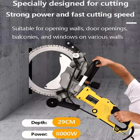 Professional Brushless Electric Concrete Circular Saw For Wall Cutting With No Sweat Dust Free Operation And Rock Solid Horsepower Motor for precise 29CM depth cuts.