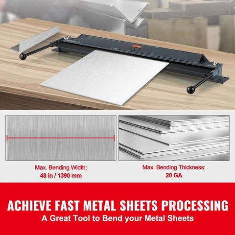 Box And Pan Brake 48 Inch Sheet Metal Bender For 0 To 130 Degree Bends Portable Mini Metal Brake For 20 Gauge Steel And 14 Gauge Aluminum