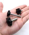 Snag Up Six Beefy M8 Knurled Clamping Knobs Featuring Hex Star Thumb Screw Designs For Smooth DIY Builds And Hassle Free Machine Tweaks That Lock Your Gear Down Tight With Serious Steel Core Grip, shown in hand.