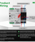 Wiring diagram of 100Amp 110V Automatic And Manual Transfer Switch for home use, showing connections and switch components.
