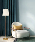 Modern Floor Lamp With Dimmable 9W LED 3 CCT Color Temp Pull Chain Adjustable 58 To 65 Inch Height Dual Linen Shades Beige Cone