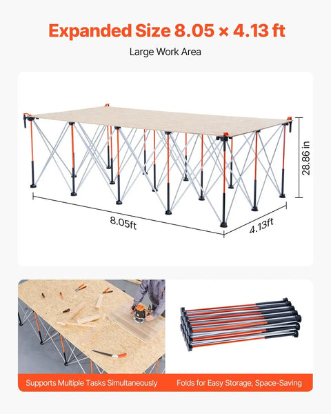 Portable Folding Workstand For Garage And Workshop Built Tough With 6000 Lbs Capacity, Collapsible Frame, No Assembly Required
