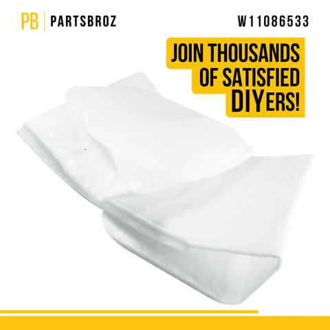 W11086533 Sound Shield Insulation For Whirlpool Kenmore Dishwashers, white foam material, easy installation for quiet operation.